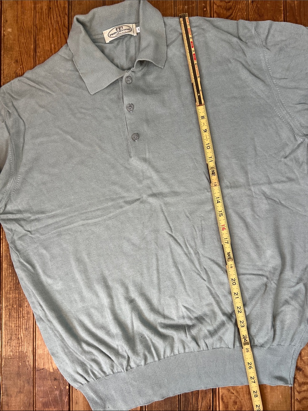 Pronto Uomo Men's Polo Knit Shirt in Light green-Grey size large - Picture 4 of 7